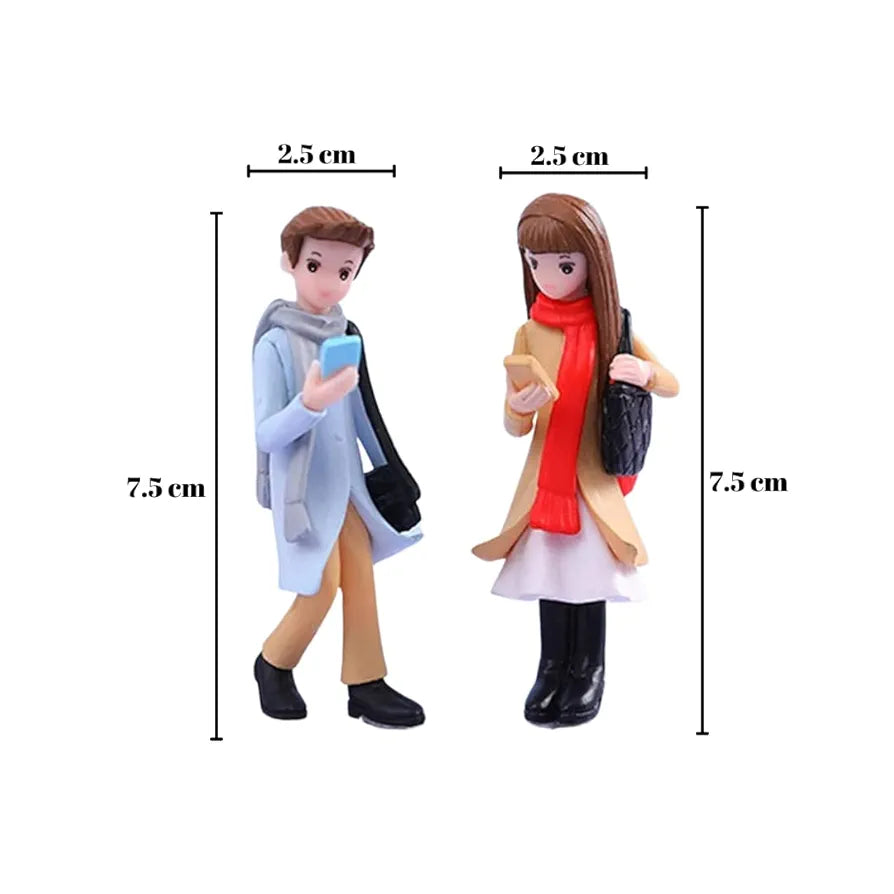 SATYAM KRAFT 2 Couple Resin Set Couple Miniature Romantic Showpiece | Gift for Him/Her, Mother's Day, Girlfriend, Boyfriend, Wife, Husband, Lover | Wedding Cake Topper, Home and Bedroom Decor