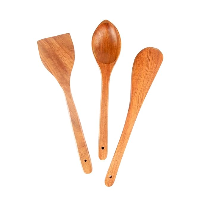 Borosil Organic Neem Wood Cooking Spoons 100 Organic for Cooking