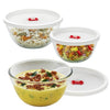 Borosil Glass Serving & Mixing Bowls With Lids | Oven & Microwave Safe Bowls | Set of 3