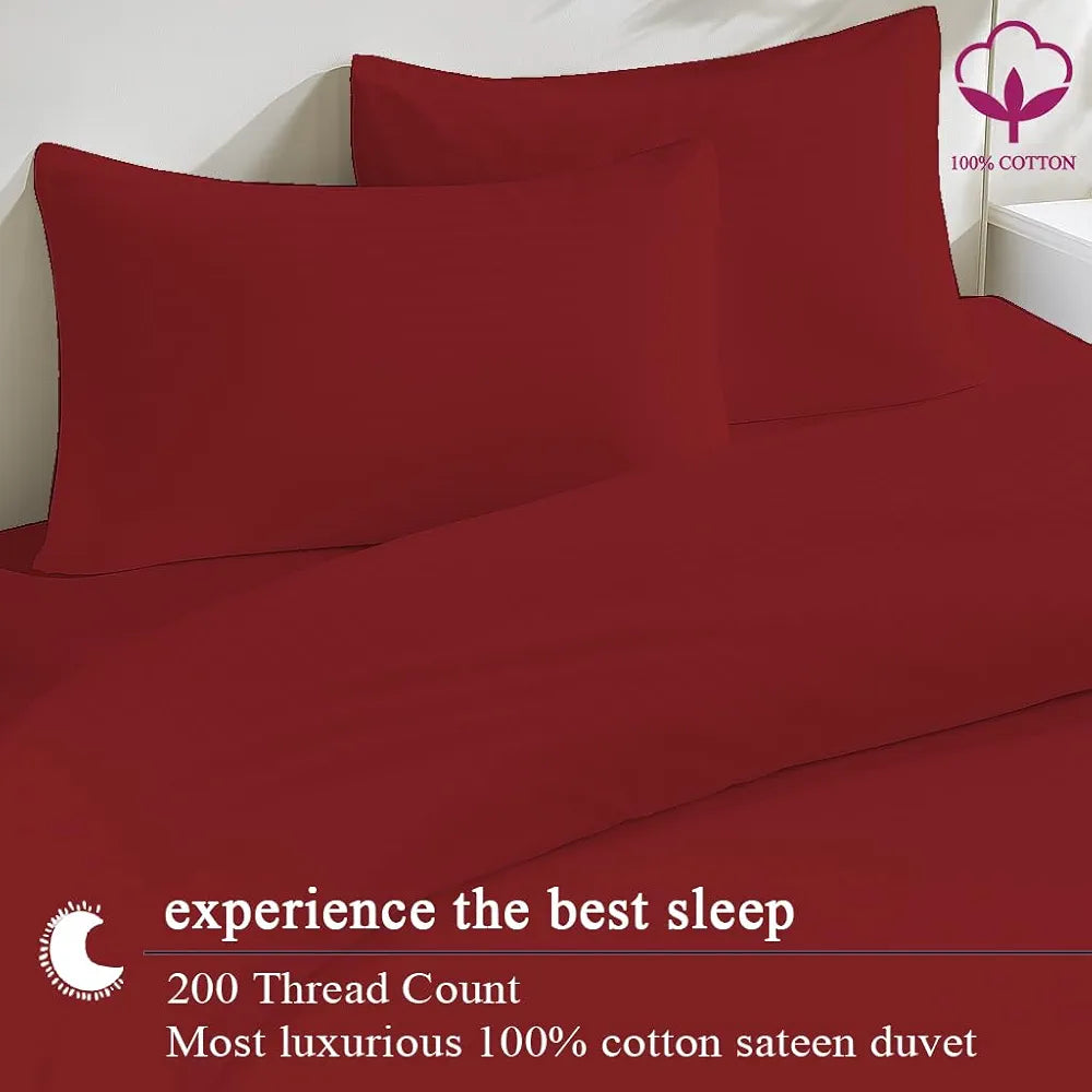 Trance Home Linen Zippered 100% Cotton 200 TC Satin Stripe Queen Duvet Cover Quilt Cover Razai Comforter Cover with 2 Pillow Covers 