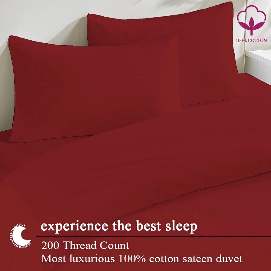 Trance Home Linen Zippered 100% Cotton 200TC Satin Stripe King Size Duvet Cover Quilt Cover Blanket Cover Razai Comforter Cover with 2 Pillow Covers 