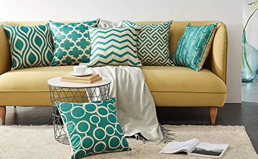 AEROHAVEN Set of 6 Satin Abstract Designer Decorative Throw Pillow/Cushion Covers - 