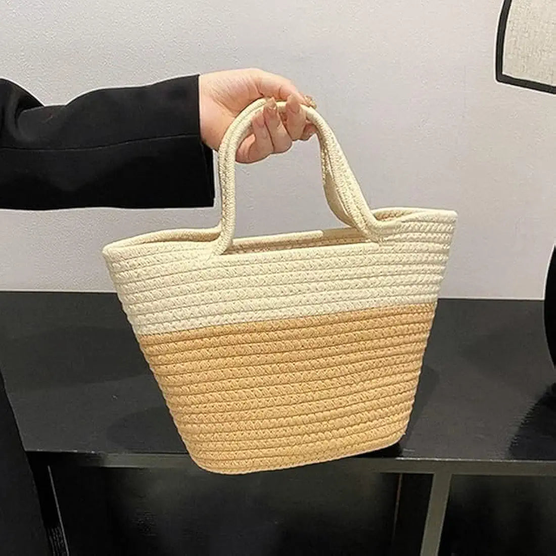 BEAUTIFUL HOMMIES Attractive Hand Bag | large Tote Bag | Summer Bag | Bucket Bag | Basket Bag | Bamboo Tote | Beach Bags for Women | Boho Bag | Handbag | Jute Bag | Handmade Bag