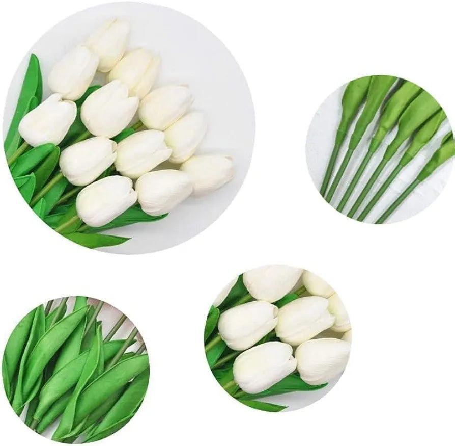 SHINE-CO LIGHTING Artificial Tulips 20Pcs Real Touch Fake Tulips PU Flower Arrangement Bouquets for Home Party Decoration 