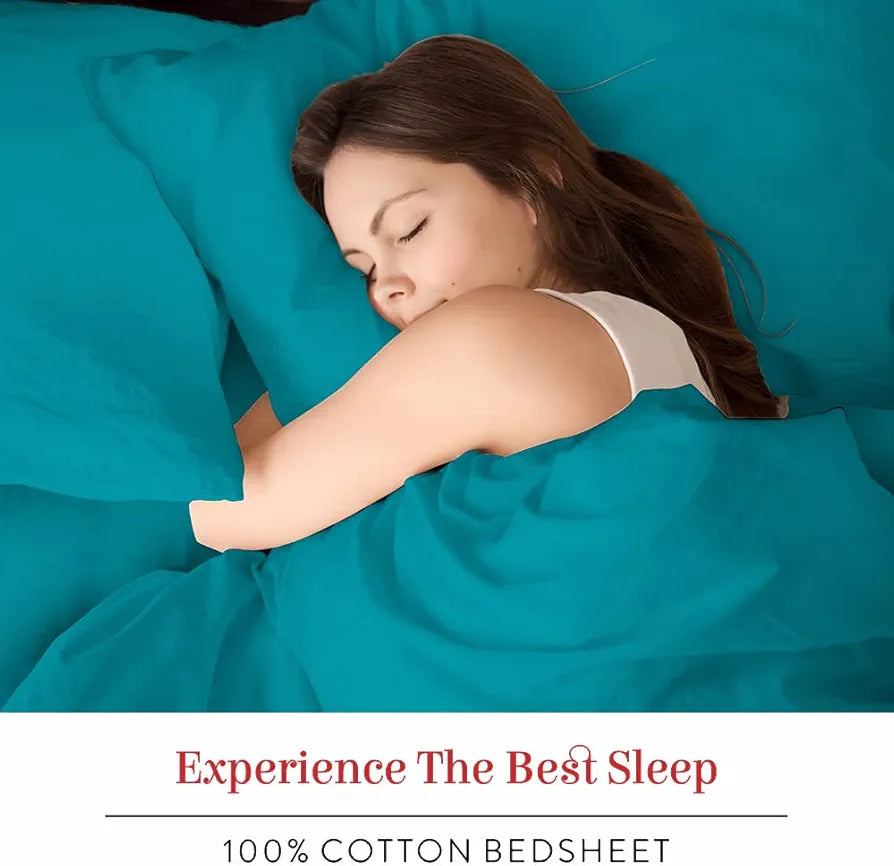 Layers Be Bold 100% Cotton Bedsheet Set for All Seasons - Lightweight, Moisture Absorbent, Machine Washable & Easy to Care - Gift for Housewarming & More - 140 TC - Queen Size 