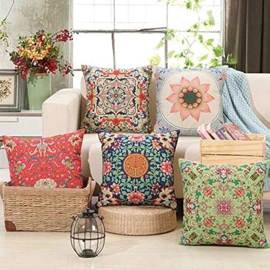 AEROHAVEN® Premium Satin Turkish Designer Decorative Throw Pillow/Cushion Covers Set of 5 - CC65 - 