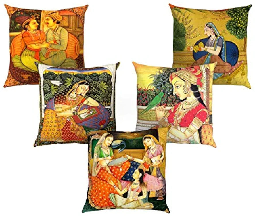 AEROHAVEN Decorative Hand Made Jute 150TC Throw/Pillow Cushion Covers  -Set of 5