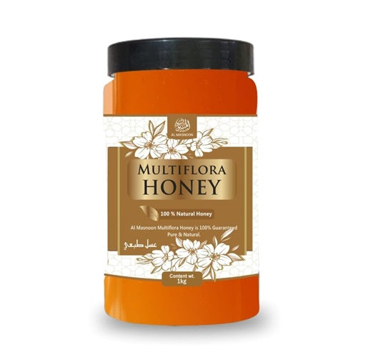AL MASNOON Multiflora Honey 1kg – Pure & Natural Raw Honey | Sourced from Multiple Flower Nectars | Immunity Booster & Natural Sweetener | Unprocessed, No Preservatives | Pack of 1
