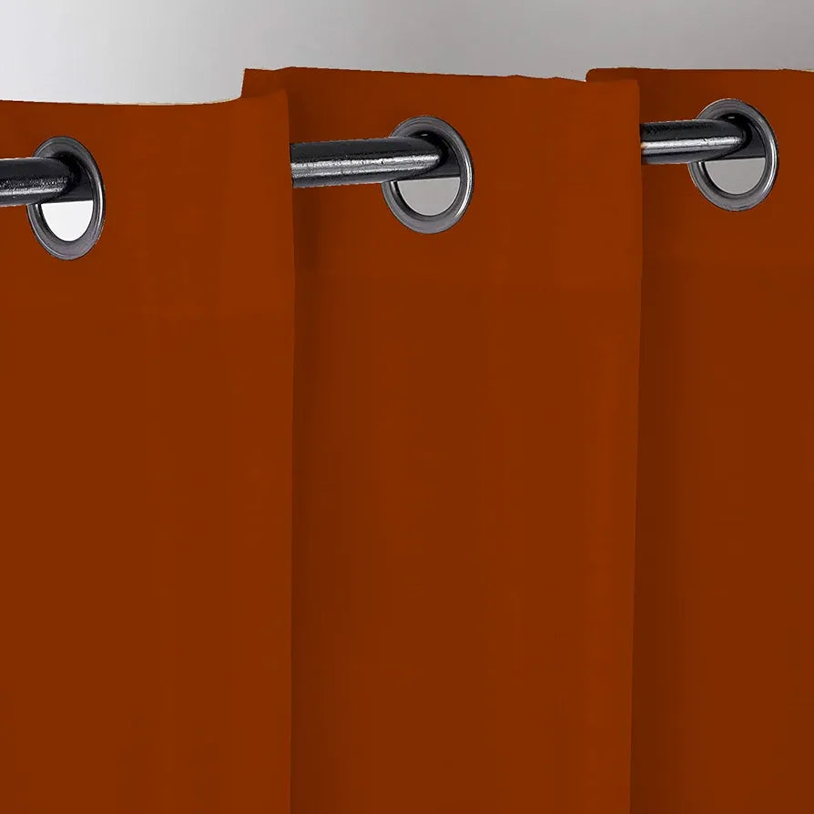 Divine Casa Super Satin Semi Blackout Door Curtains 7 Feet | Orange Rust | Set of 2 Panels with Curtain Holder| Room Darkening for Home & Living Room