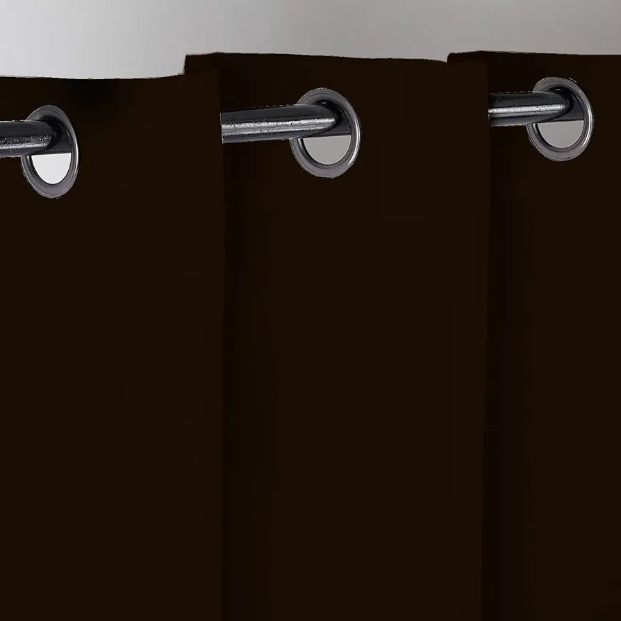Divine Casa Premium Micro Satin Semi Blackout Door Curtains Pack of 2 | Solid Design | Size 7 Feet | Elegant Look & Light Control | Brown