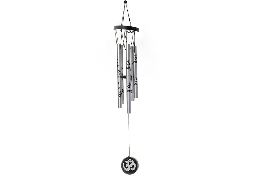 Tej Gifts Feng Shui Metal Wind Chime with Om Printed 5 Pipes for Positive Energy, Decorative Outdoor/Indoor Hanging Bells, Good Luck Chimes for Home/Balcony Decoration