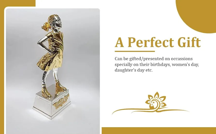 Gold Art India World's Best Daughter Figurine Silver & Gold Plated | Girls Gifting for Birthday | Gift for Young Girl | Women's Day Gift | Study Table | Office Desk 