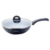 Wonderchef Granite 26cm Non-Stick Wok | Glass Lid | Induction Bottom | Soft-Touch Handles | Virgin Aluminium