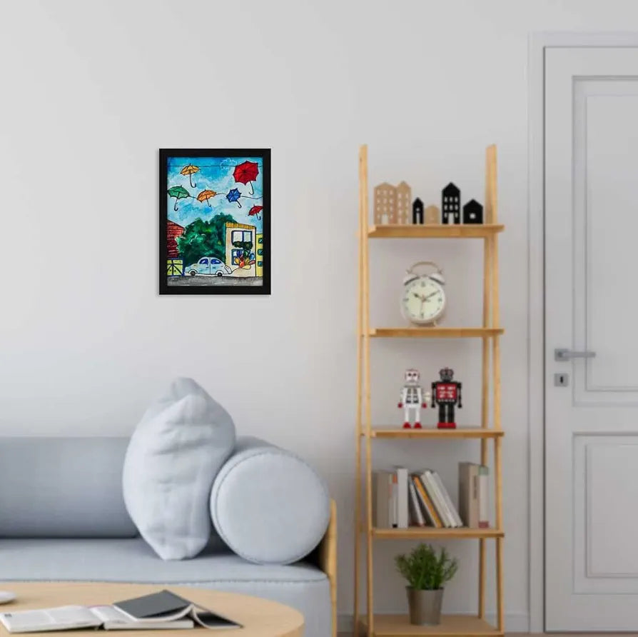 ArtX Paper City Watercolor Frame Wall Art Painting, Multicolor, Abstract, 10X13 inches, Set of 1 