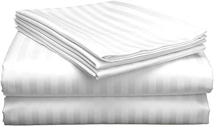 Microfiber Flat Single Bed Bedsheet| Plain Striped Cotton Bedsheet with 1 Pillow Cover for Queen Size Bed| Supersoft 340 TC| Breathable| Wrinklefree| 