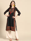 Sangria Floral Yoke Printed Mirror Work Kurta