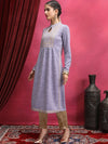 Vishudh Lavender Ethnic Motifs Embroidered Mandarin Collar Kurta