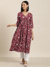 Here&now Floral Printed Empire Kurta