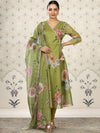 House of Pataudi Floral Printed Angrakha Kurta With Trousers & Dupatta