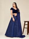 Odette Blue Silk Blend Semi Stitched Lehenga (Set of 3)