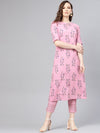 Libas Floral Bliss Side Pocket Cotton Kurta Set