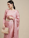 Anouk Pink & Gold Toned Embellished Pure Georgette Saree