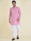 Deyann Men Pink Thread Work Jacquard Kurta