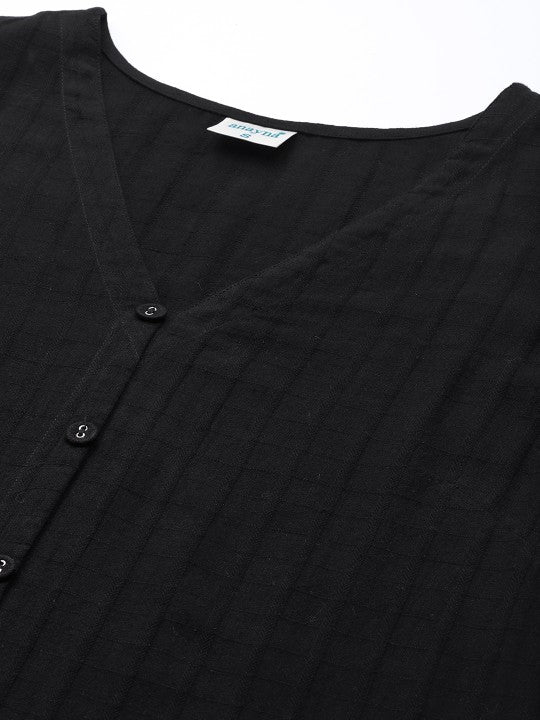 anayna Women Black Ethnic Motifs Pure Cotton Kurta with Palazzos & Dupatta