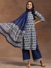Libas Ethnic Motifs Printed Straight Pure Cotton Kurta with Palazzos & Dupatta