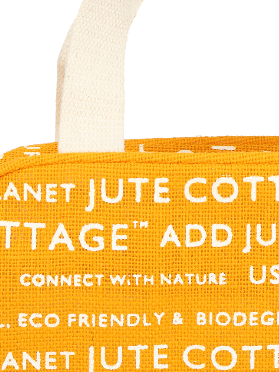 TAPE HANB-035DLE LUNCH ZIPPER (JUTE COTTAGE PRINTED) - (B-035-YELLOW)