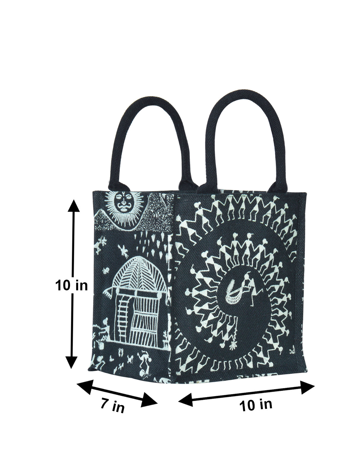 10 X 10 X 7 - ZIPPER WARLI BAG ZIPPER LUNCH (B-096-BLACK)