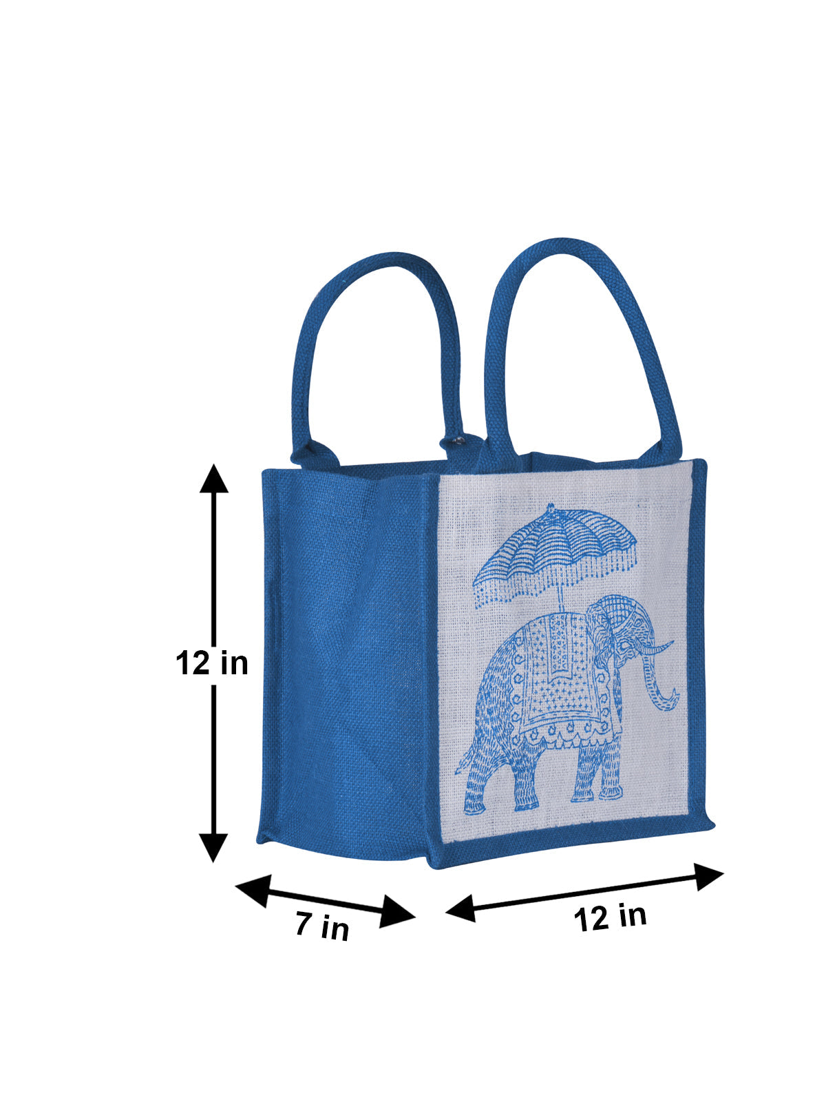 10 X 10 X 7 - ELEPHANT PRINT ZIPPER (B-074-BRIGHT BLUE)