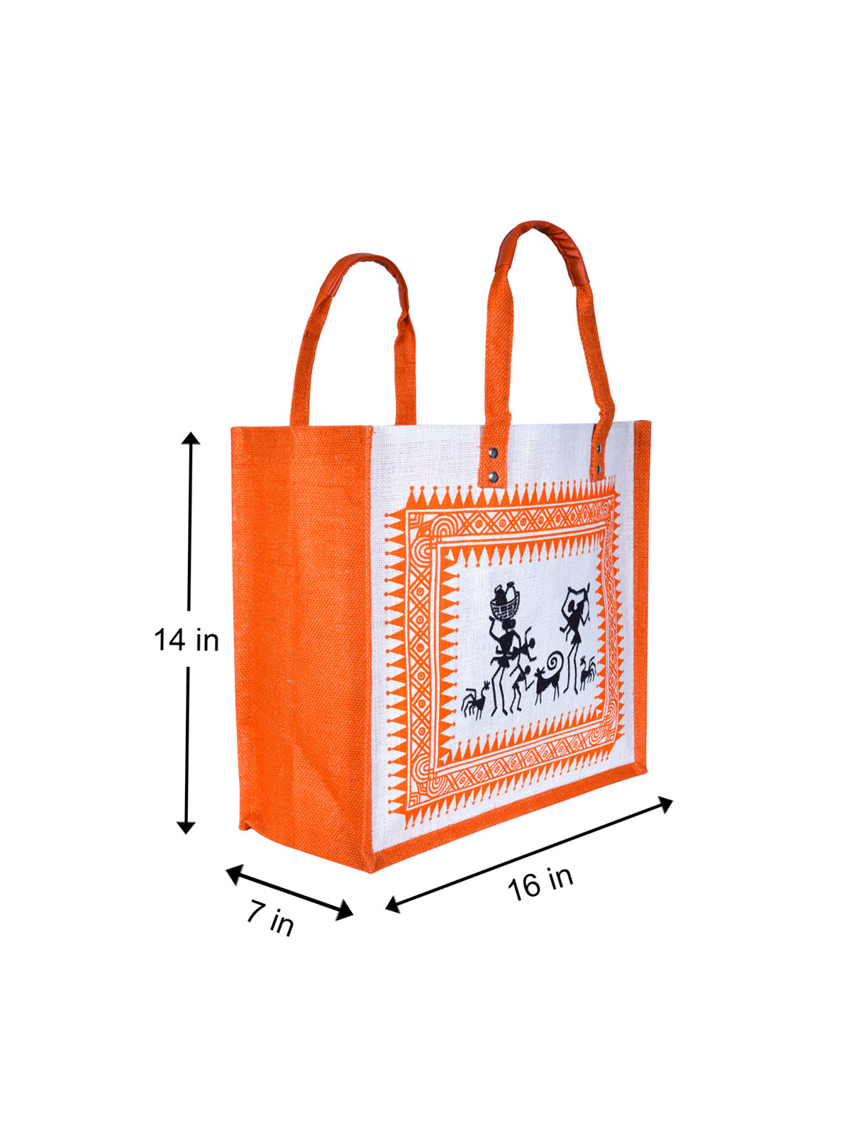 14 X 16 X 7 - WARLI PRINT ZIPPER (B-070-ORANGE)