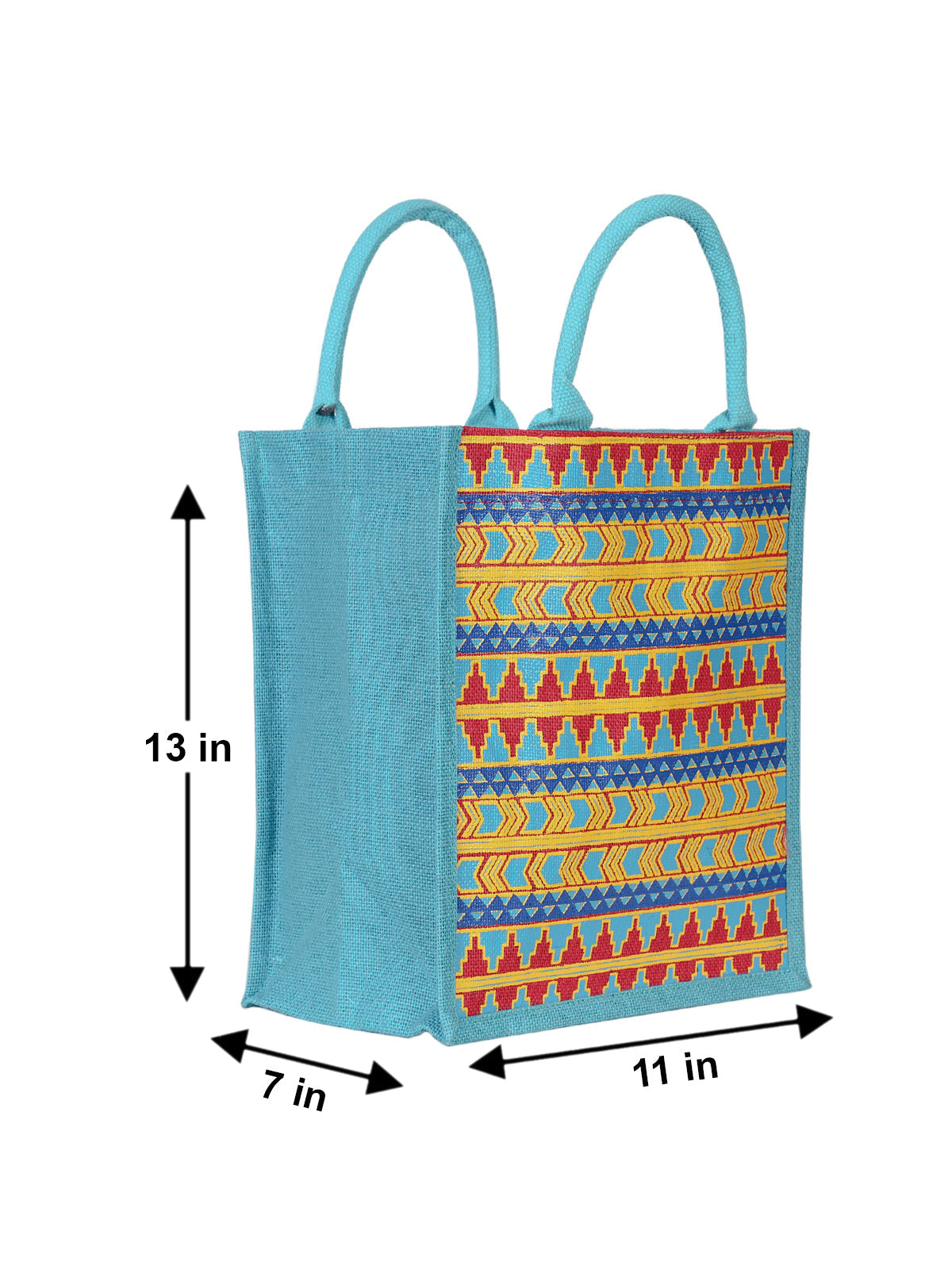 13 X 11 X 7 - AZTEC PRINT LUNCH BAG (B-064-PEACOCK BLUE)
