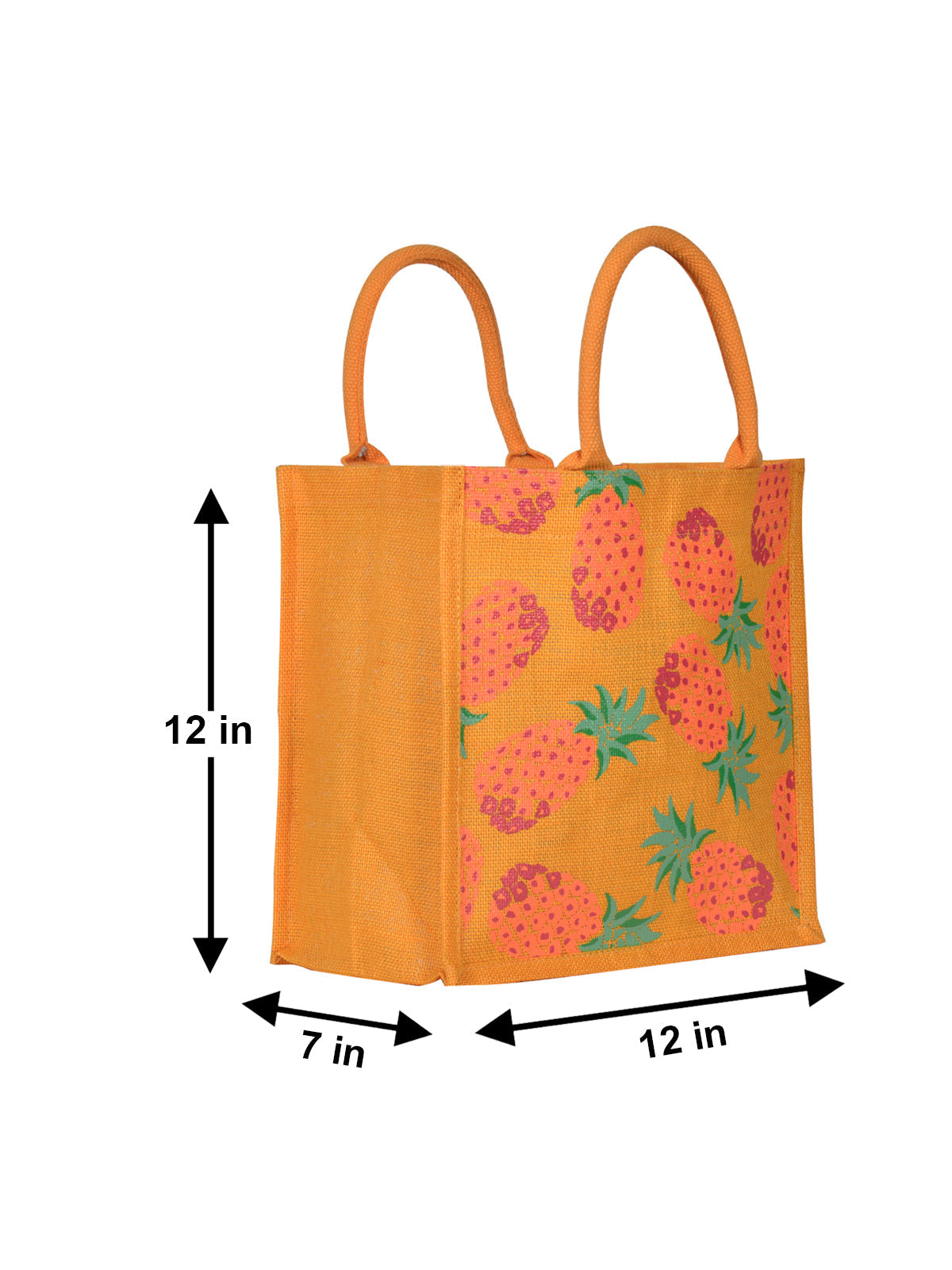 12 X 12 X 7 - PINEAPPLE PRINT LUNCH BAG (B-136-YELLOW)