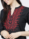 Vishudh Women Black & Red Yoke Design Kurta