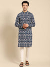 Amodh by Kisah Men Blue Kurta (Set of 2)