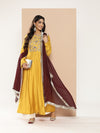 Here&now Floral Embroidered Sequinned Anarkali Kurta with Dupatta