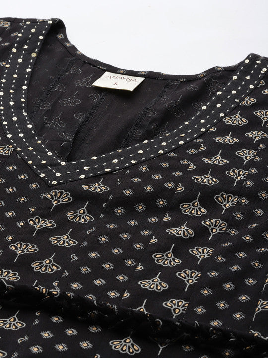 anayna Ethnic Motifs Printed A-Line Maxi Dress