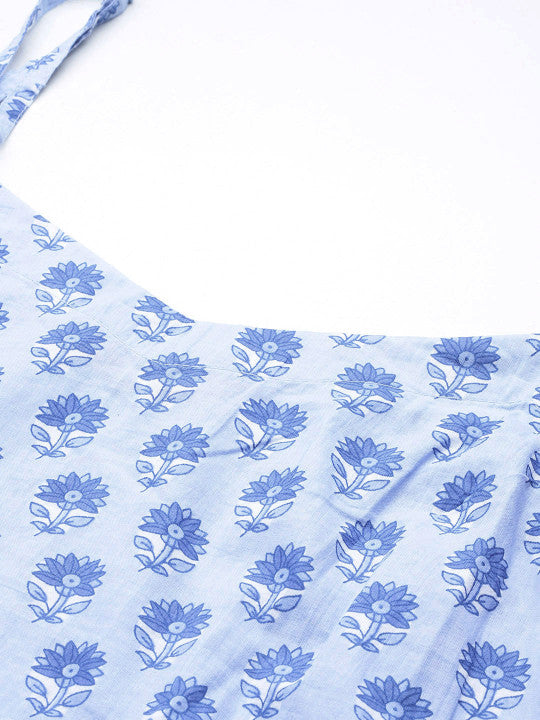 Libas Women Floral Printed Pure Cotton Kurta With Trousers & With Dupatta