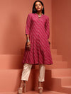 IMARA Floral Printed Mandarin Collar A-Line Kurta