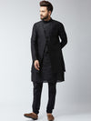 Sojanya Men Black Self-Design Sherwani Set