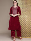 House of Pataudi Women Jashn Yoke Design Sequinned Kurta With Trousers