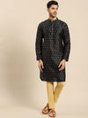 Amodh by Kisah Men Black Kurta (Set of 2)