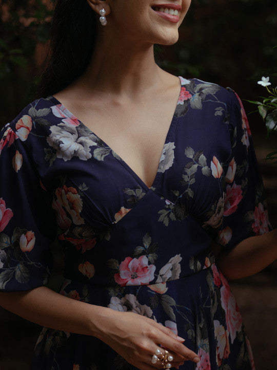 anayna Women Floral Printed Fit & Flare Ethnic Dress