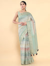 Soch Green & Pink Woven Design Zari Pure Silk Tussar Saree
