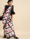 Sangria Women Red & White Printed Linen Sarees