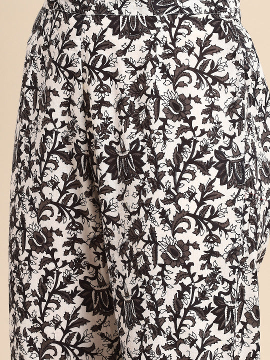 Women Black Bandhani Printed Pure Cotton Kurta with Trousers & Dupatta