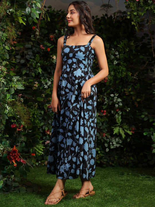 anayna Women Printed Shoulder Straps Ethnic Dresses