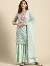 All about you Ethnic Motifs Embroidered Gotta Patti Chanderi Silk Kurta With Sharara